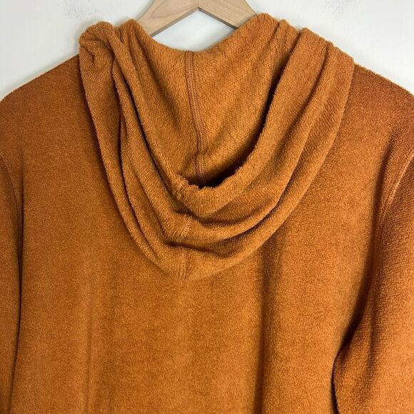 Outerknown Hightide Hoodie Drawstring Zip Terry Cloth Orange Men's Size M - Picture 5 of 7